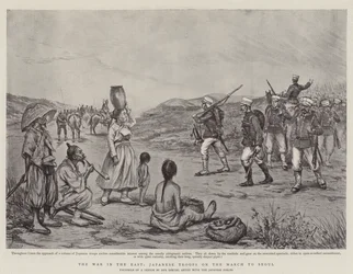 La Guerre en Orient, Troupes Japonaises en Marche vers Séoul